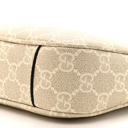 Gucci GG Supreme Monogram Textured Calfskin Small Emblem Shoulder Bag Beige Mystic White 9 of 10