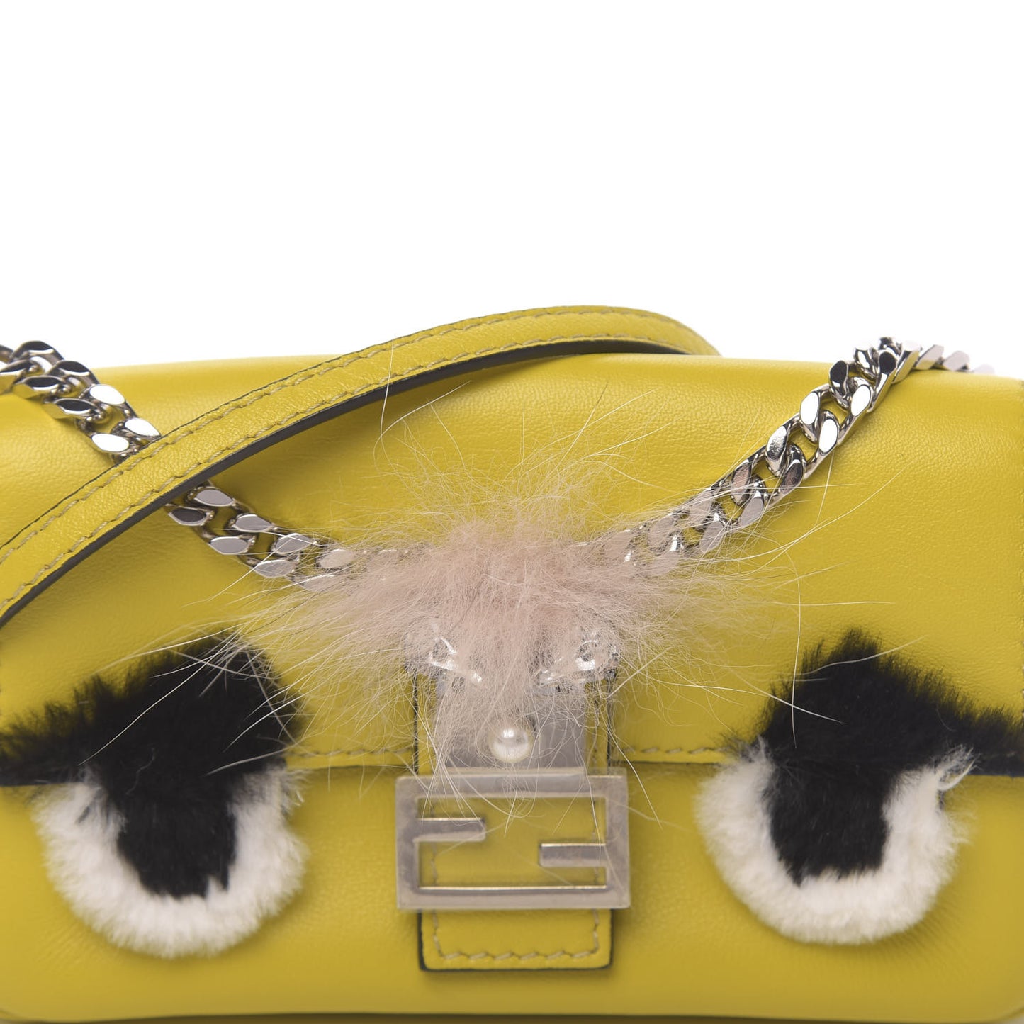 Nappa Rabbit Fox Fur Micro Buggie Baguette Lime Rosa