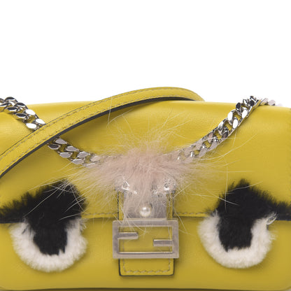 Fendi Nappa Rabbit Fox Fur Micro Buggie Baguette Lime Rosa 10 of 10