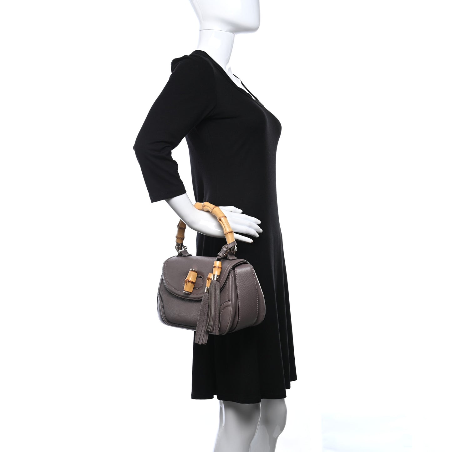 Calfskin Medium New Bamboo Top Handle Bag Mauve