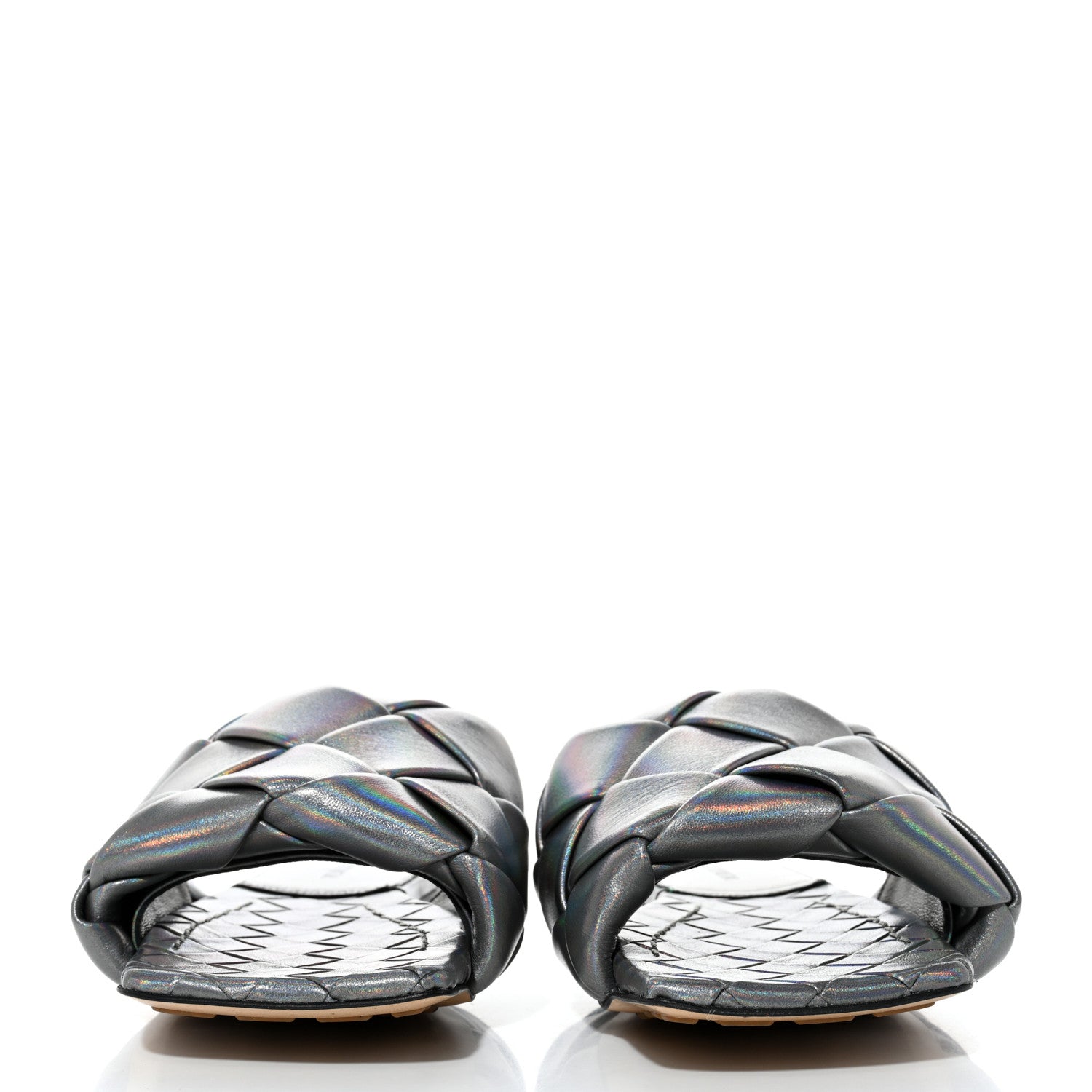 Bottega Veneta Laser Nappa Maxi Intrecciato Lido Flat Sandals 35 Oyster 2 of 7