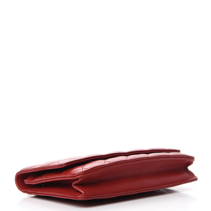 Chanel Lambskin Quilted Wallet on Chain WOC Red 4 of 12