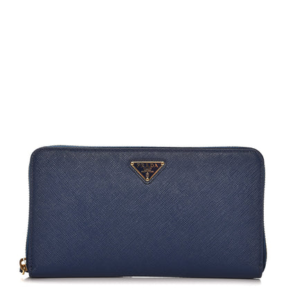 Prada Saffiano Large Zip Around Travel Wallet Bleuette 1 of 7