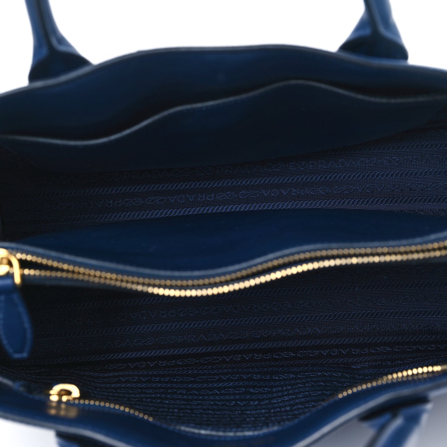 Saffiano Cuir Calfskin Large Double Handle Bag Bluette White