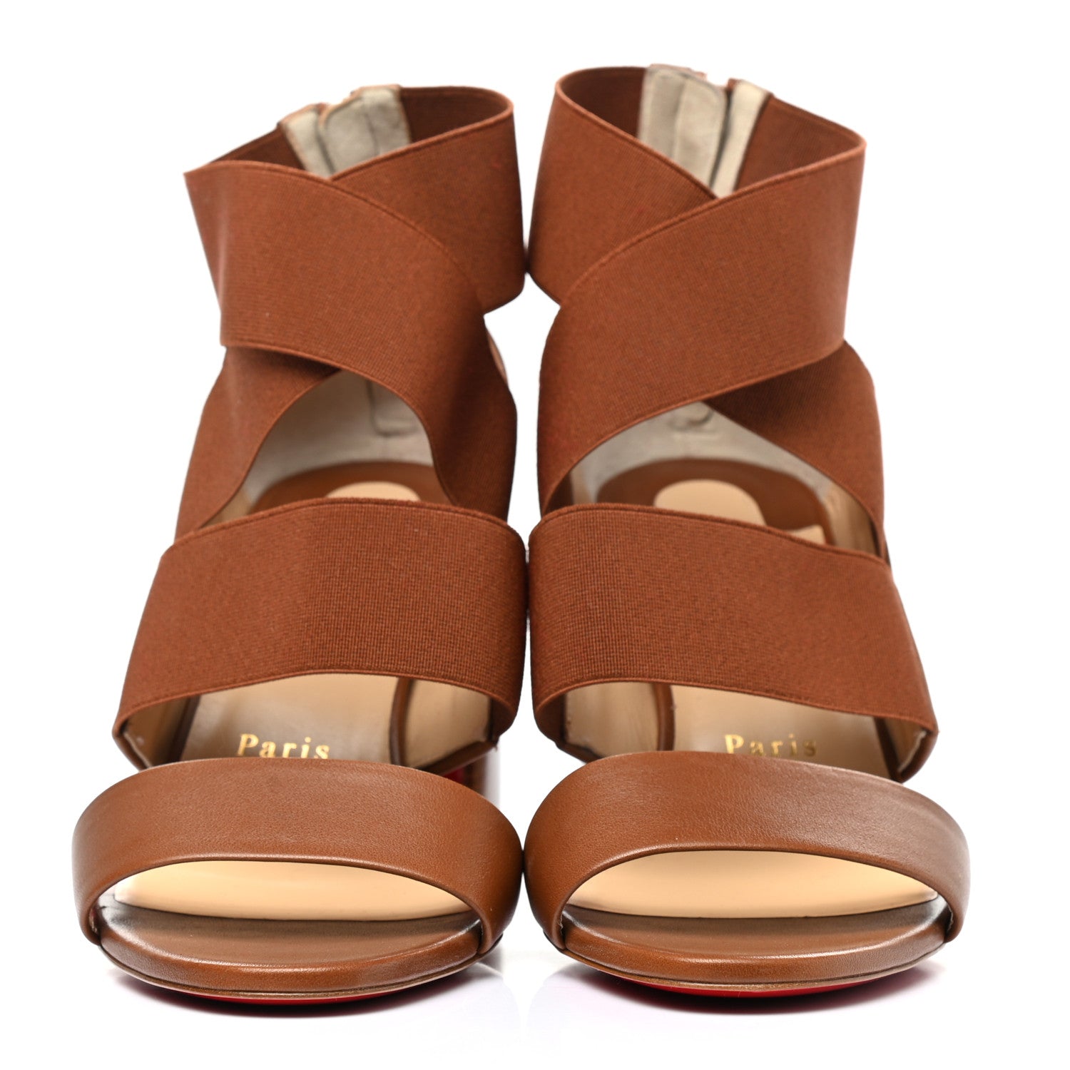 Christian Louboutin Elastic Nappa Patrouille 85 Heel Sandals 39 Cafe Creme 2 of 8