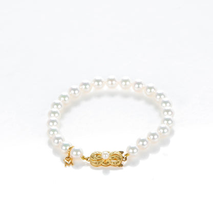 Mikimoto 18K Yellow Gold Akoya Cultured Pearl 7mm Strand Bracelet 3 of 6
