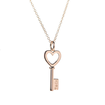 Tiffany 18K Rose Gold Mini Heart Key Pendant Necklace 4 of 6