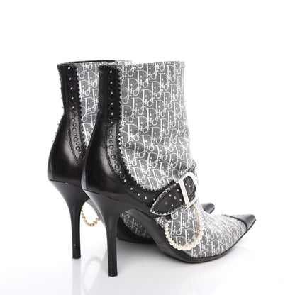 Christian Dior Monogram Trick Pearl Ankle Boots 36.5 Gris Moyen 4 of 14