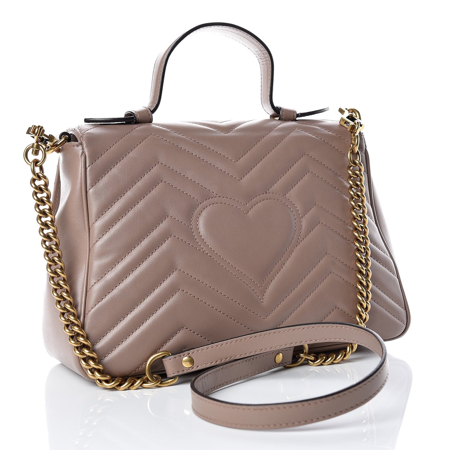 Calfskin Matelasse Small GG Marmont Top Handle Shoulder Bag Porcelain Rose