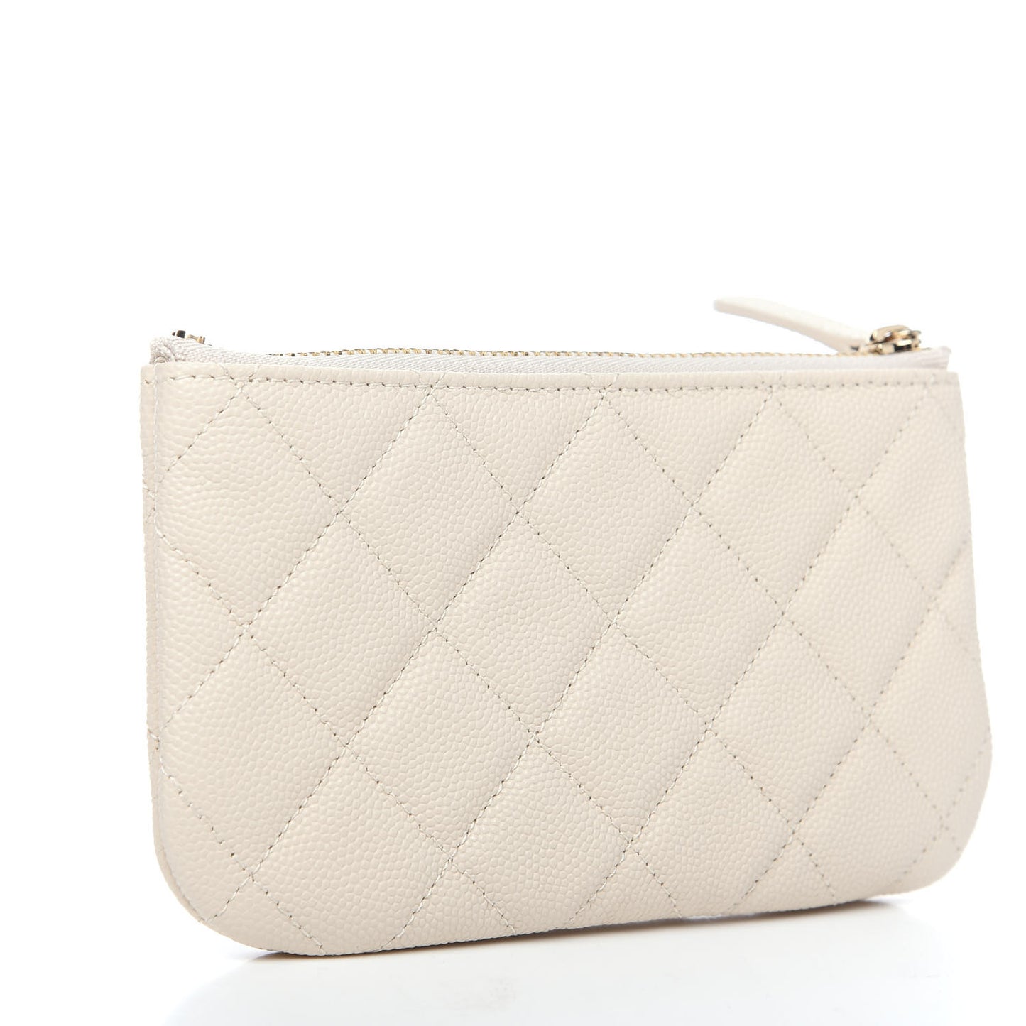 Caviar Quilted Small Cosmetic Case White