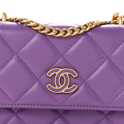 Chanel Lambskin Enamel Quilted Pending CC Clutch With Chain  Purple 8 of 13