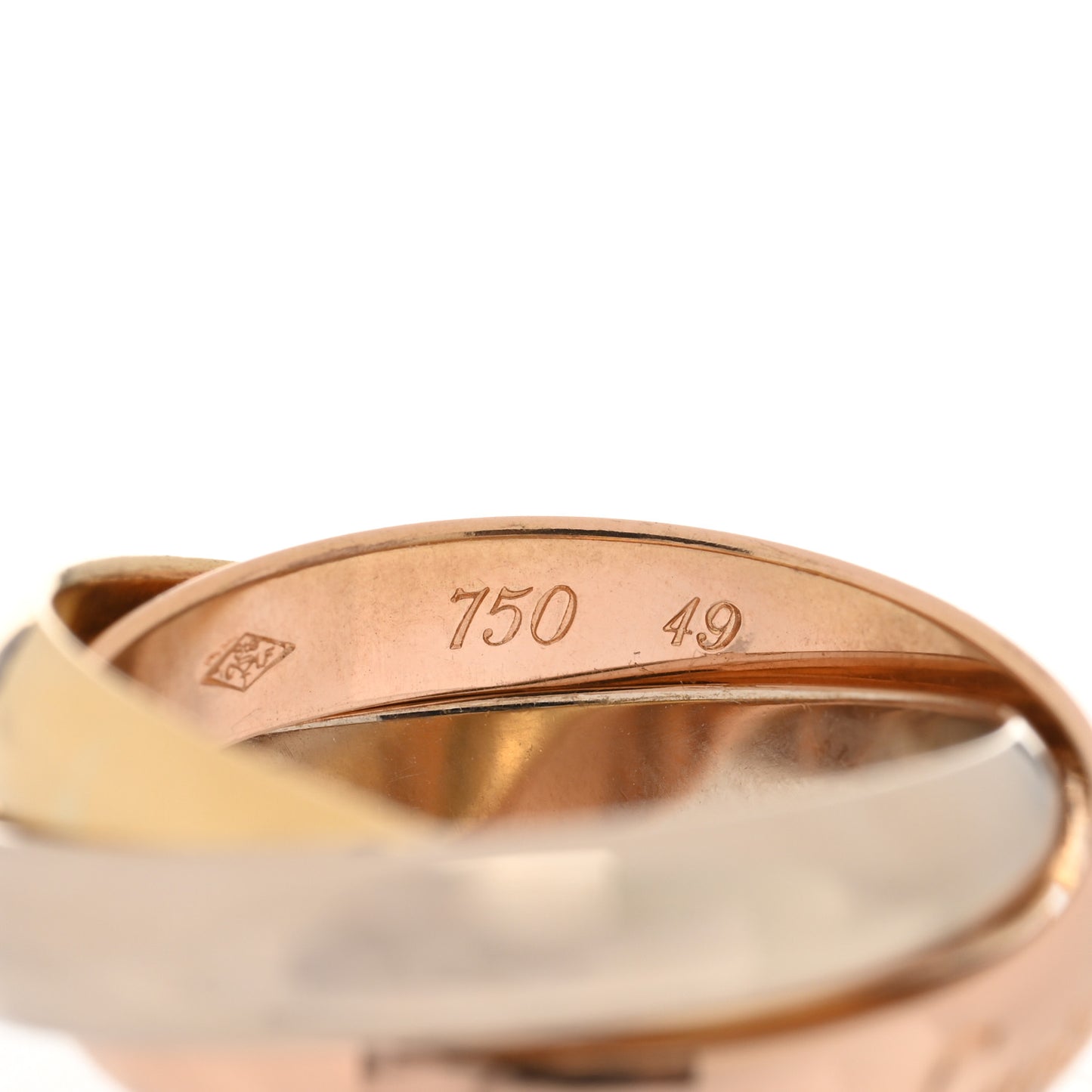 18K Pink Yellow White Gold Classic Les Must De Cartier Trinity Ring 49 4.75