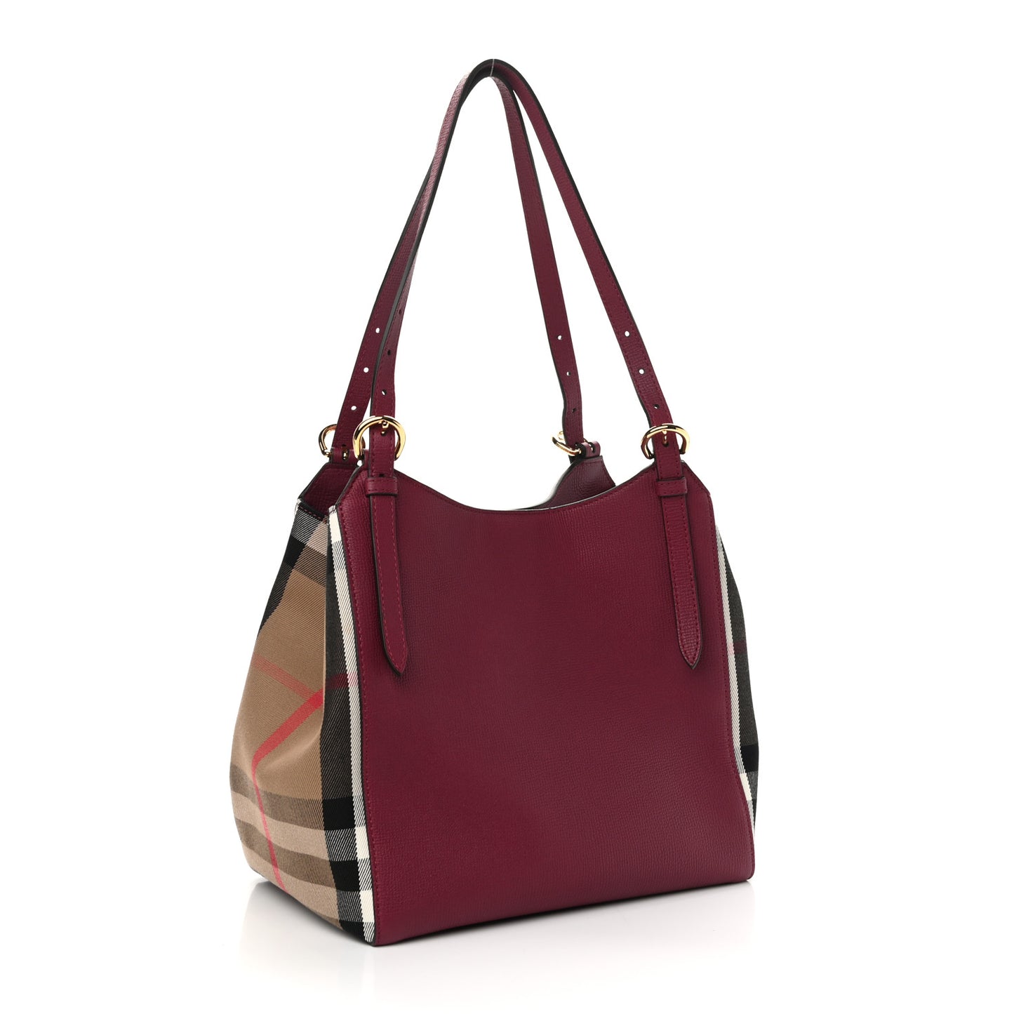 Grainy Calfskin House Check Small Canterbury Tote Berry Pink