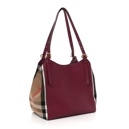 Burberry Grainy Calfskin House Check Small Canterbury Tote Berry Pink 3 of 10