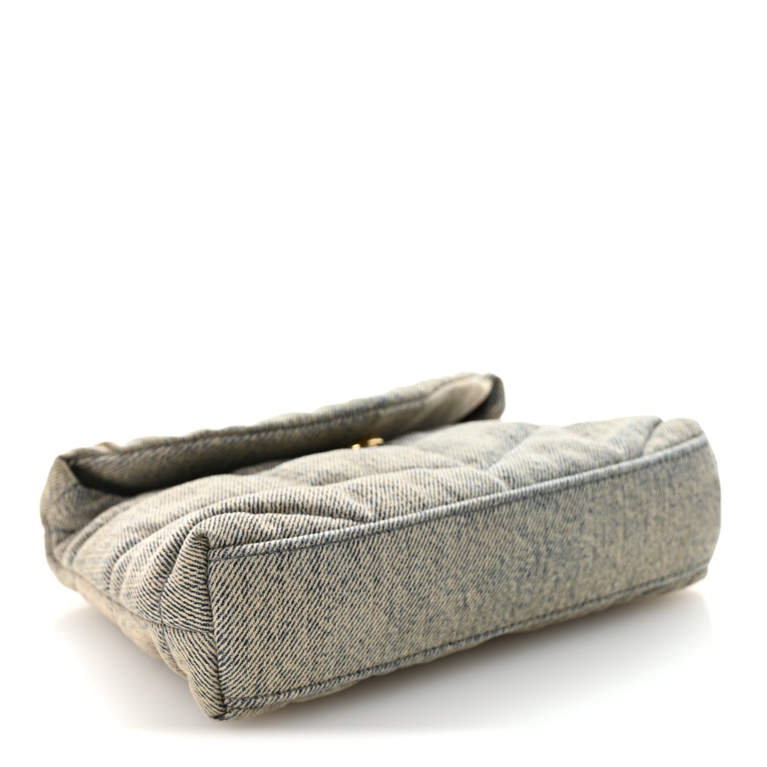 Saint Laurent Denim Quilted Monogram Loulou Puffer Pouch Clutch Blue Gray Light Azur 4 of 7