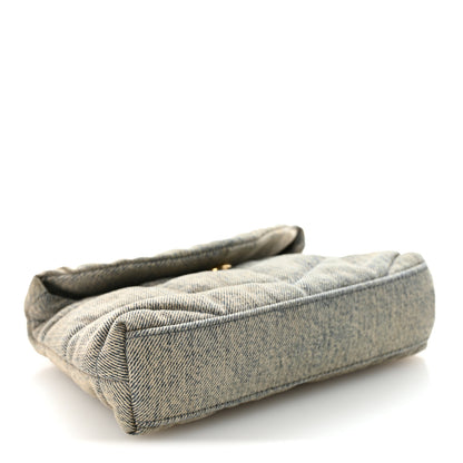 Saint Laurent Denim Quilted Monogram Loulou Puffer Pouch Clutch Blue Gray Light Azur 4 of 7