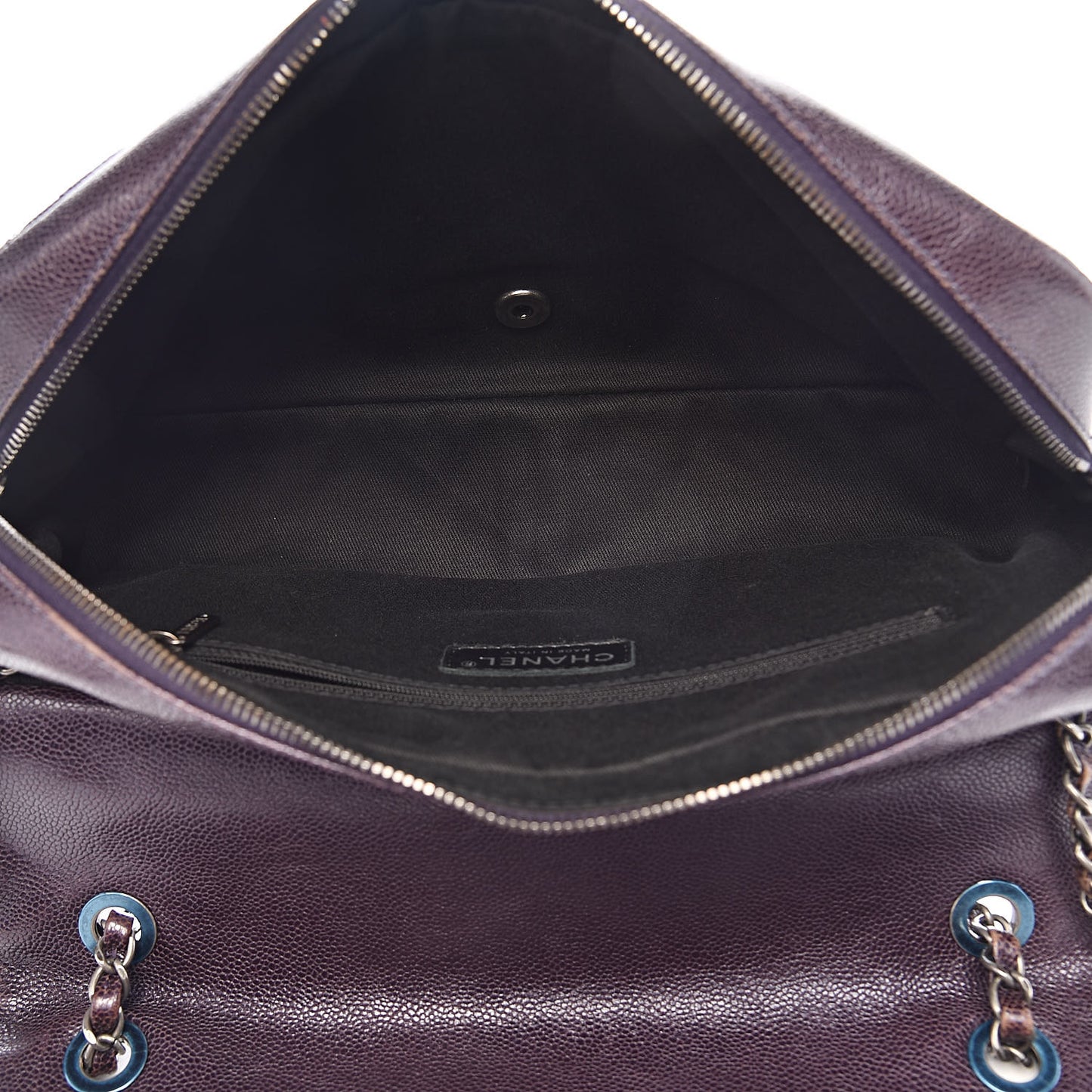 Iridescent Caviar Quilted Large Chic Flap Purple