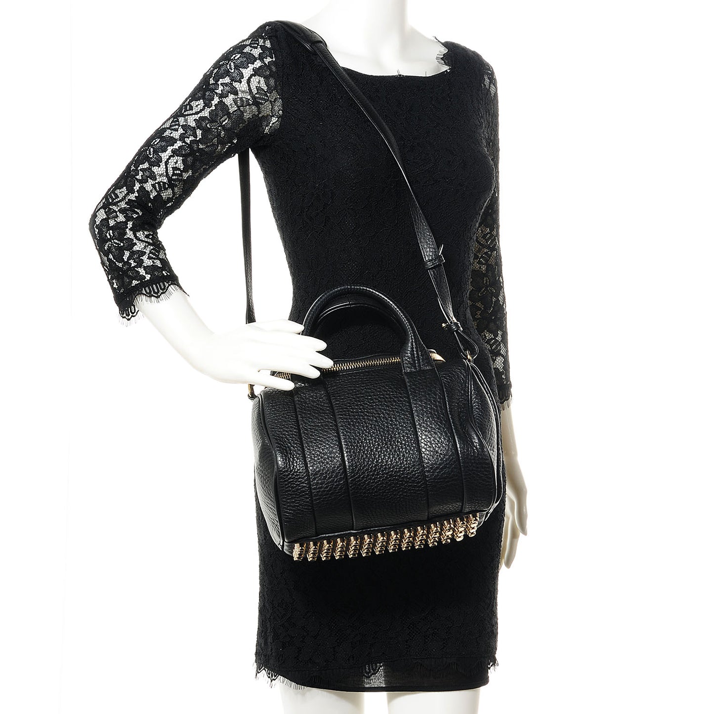 Pebbled Leather Rockie Black w Pale Gold Hardware