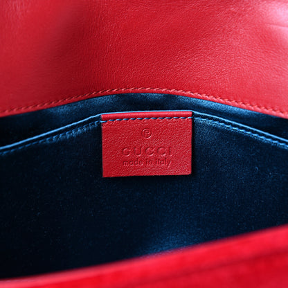 Gucci Velvet Matelasse Mini GG Marmont Shoulder Bag Hibiscus Red 5 of 12