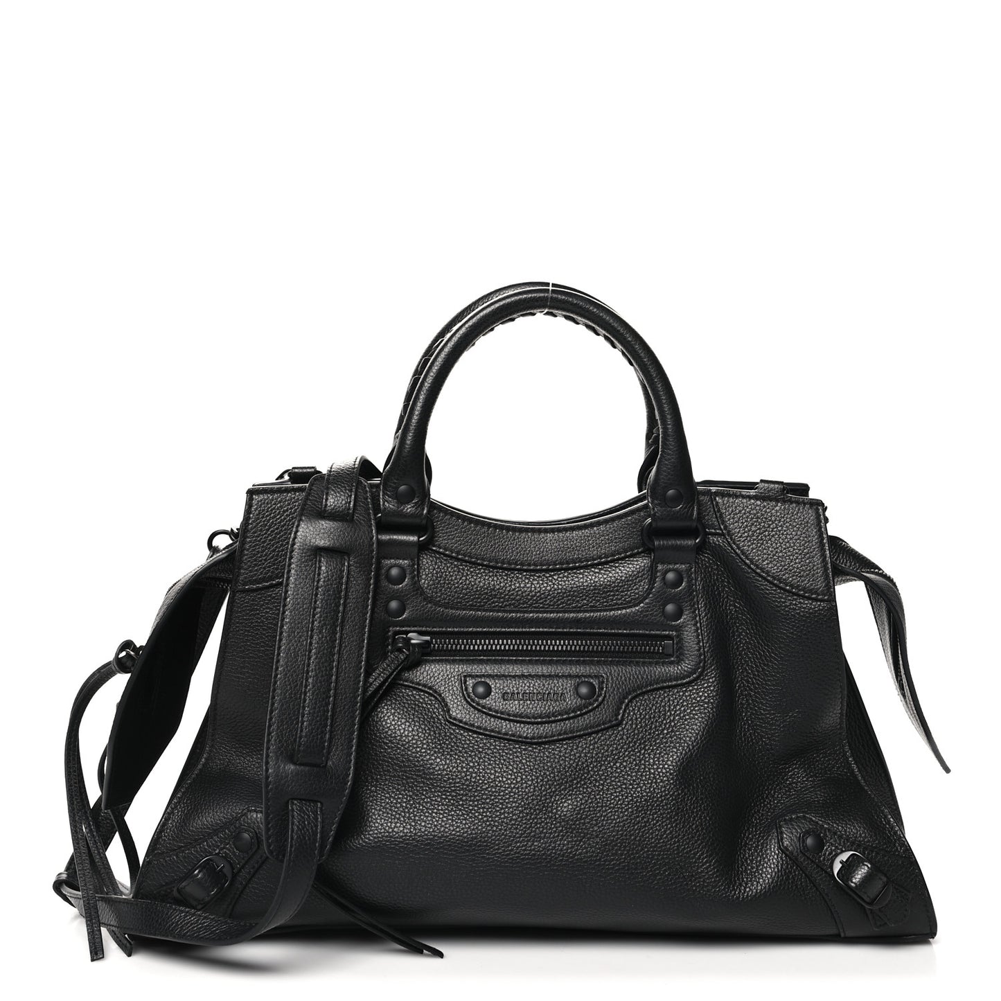 Grained Calfskin Black Hardware Neo Classic City Black