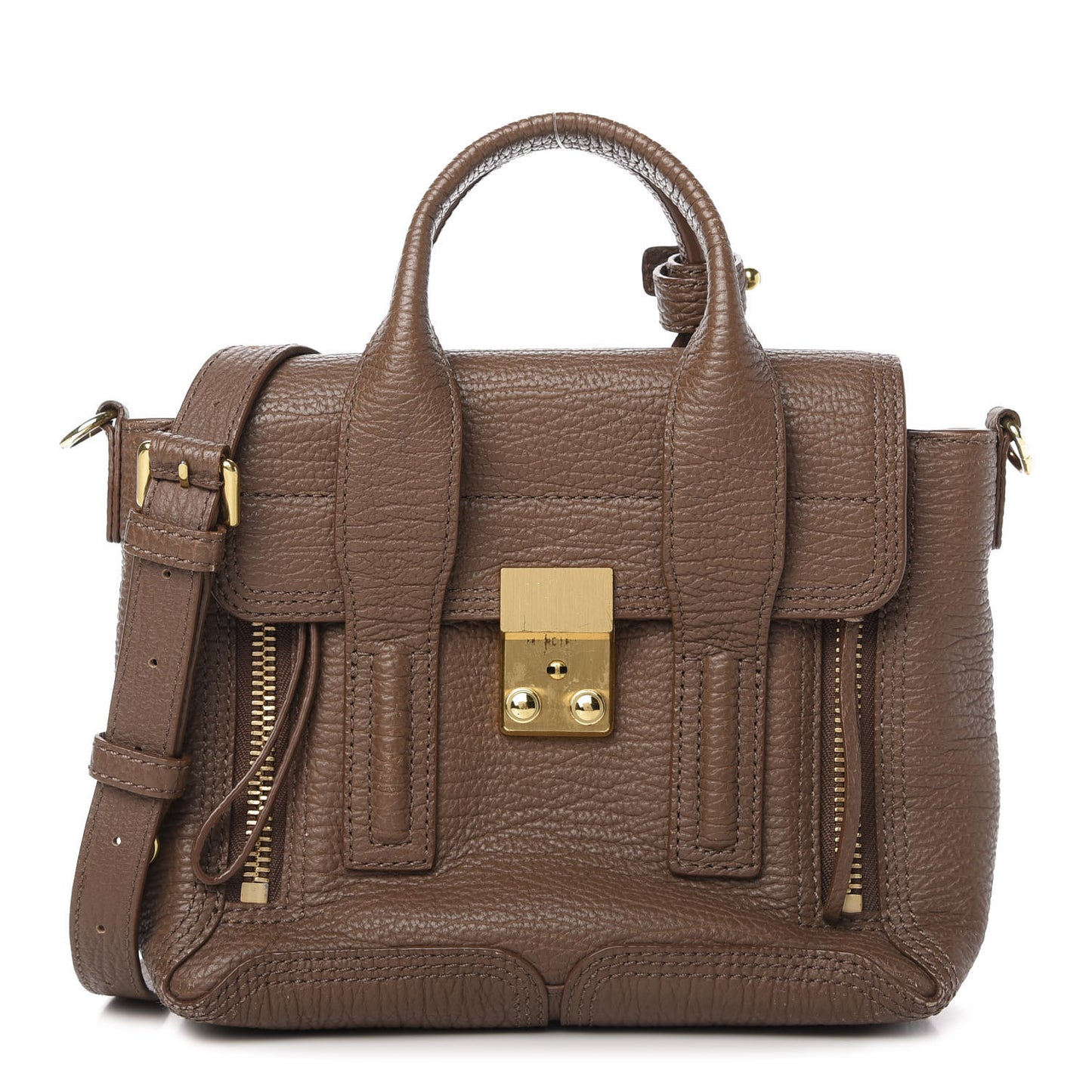 Textured Calfskin Mini Pashli Satchel Taupe