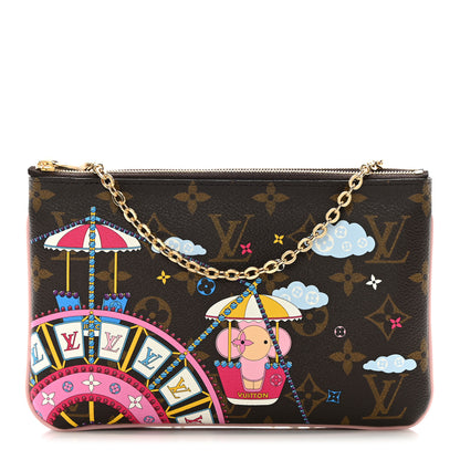 Louis Vuitton Monogram 2020 Christmas Animation Big Wheel Double Zip Pochette Rose Ballerine 1 of 12