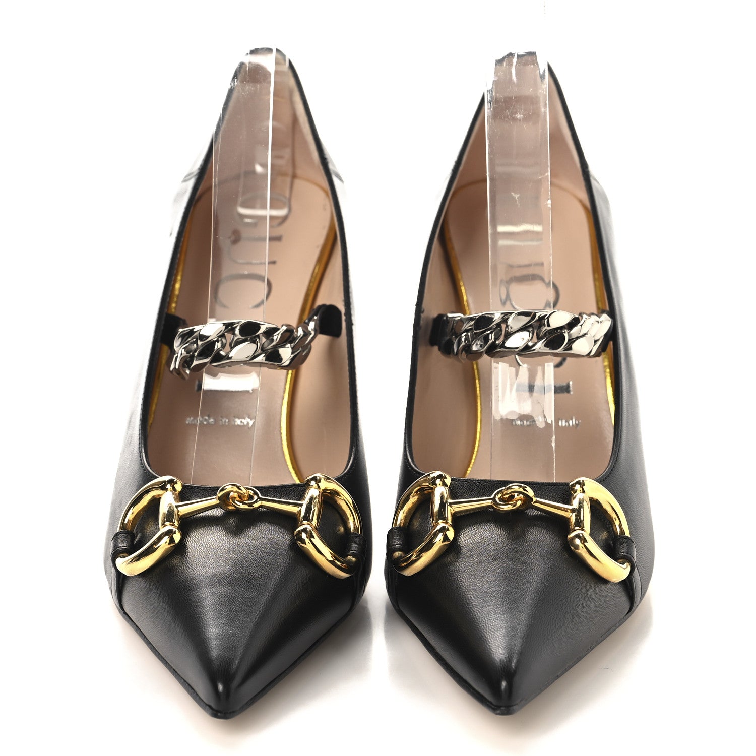 Gucci Malaga Kid Deva Horsebit Chain Embellished Pumps 40 Black 3 of 9