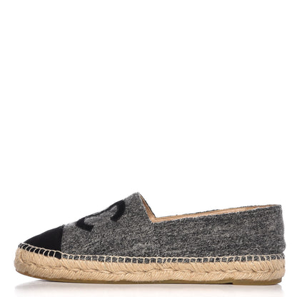 Chanel Tweed Velvet CC Espadrilles 41 Grey Black 1 of 11