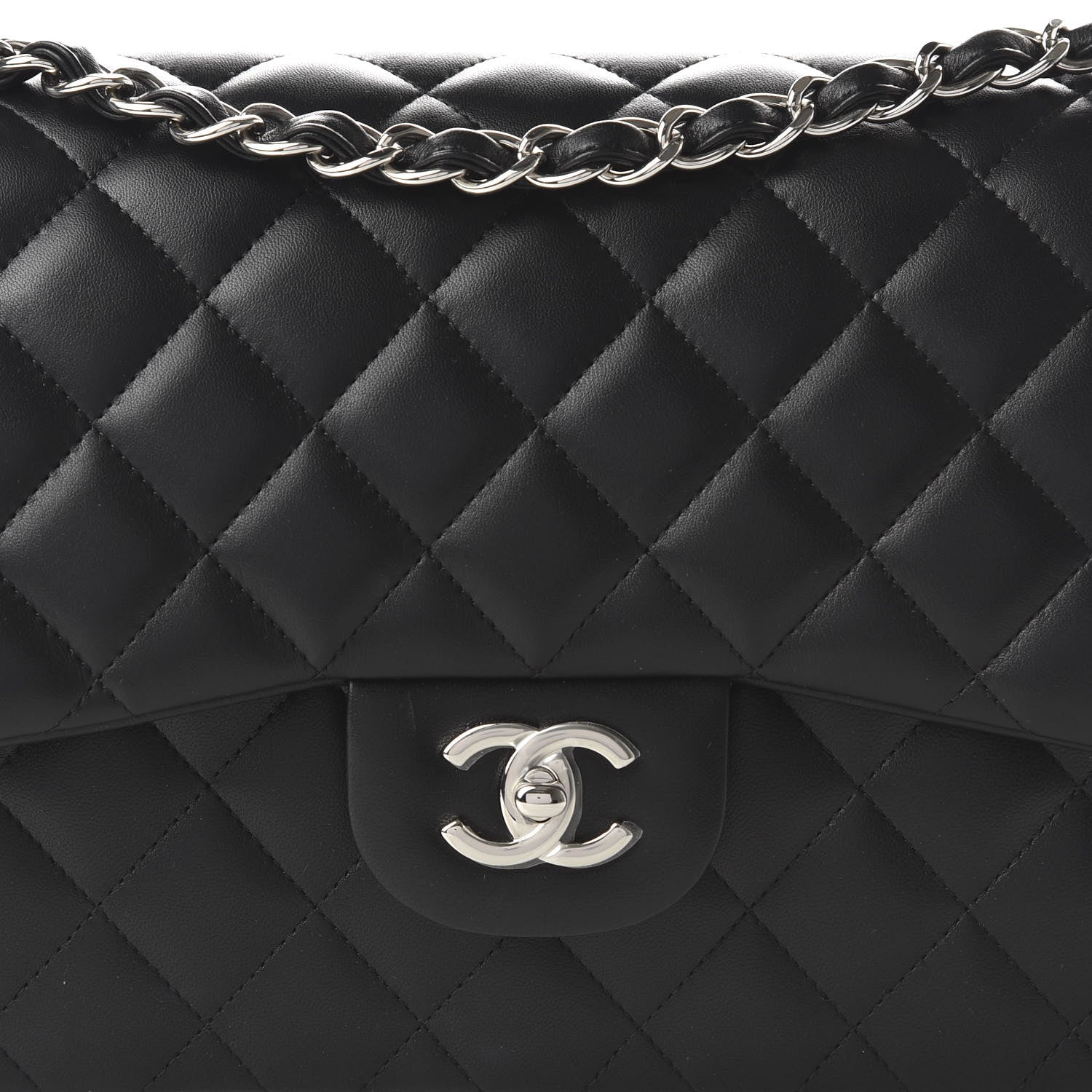 Chanel Lambskin Quilted Jumbo Double Flap Black 10 of 11