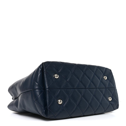 Chanel Soft Caviar CC Medium Top Handle Tote Navy Blue 4 of 12