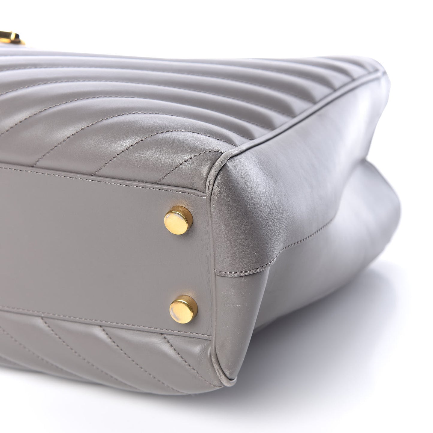 Smooth Calfskin Matelasse Chevron Monogram Shopping Bag Grey