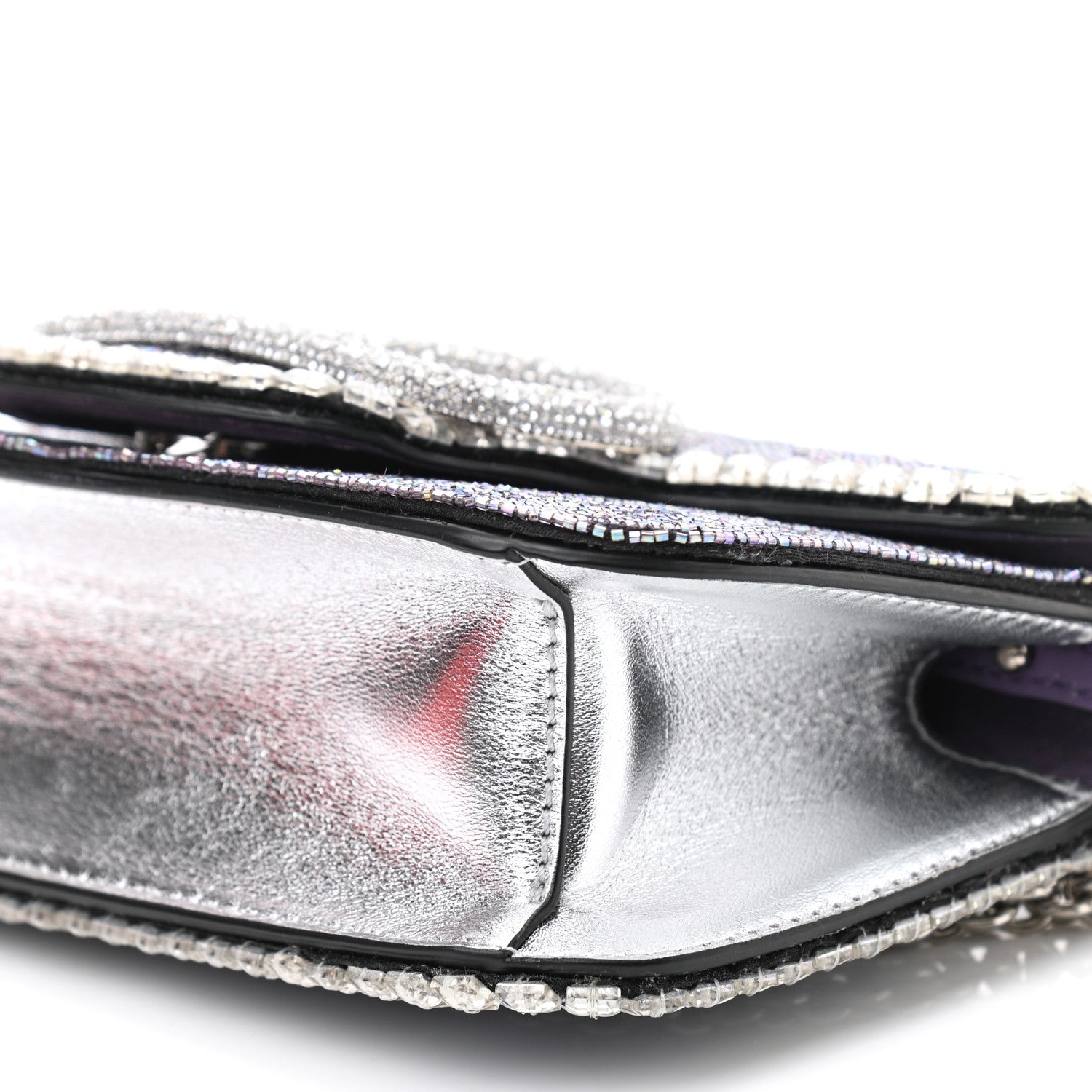 Valentino Garavani Swarovski Crystal Embroidered Vlogo Small Loco Shoulder Bag Crystal Lilac Silver 9 of 12