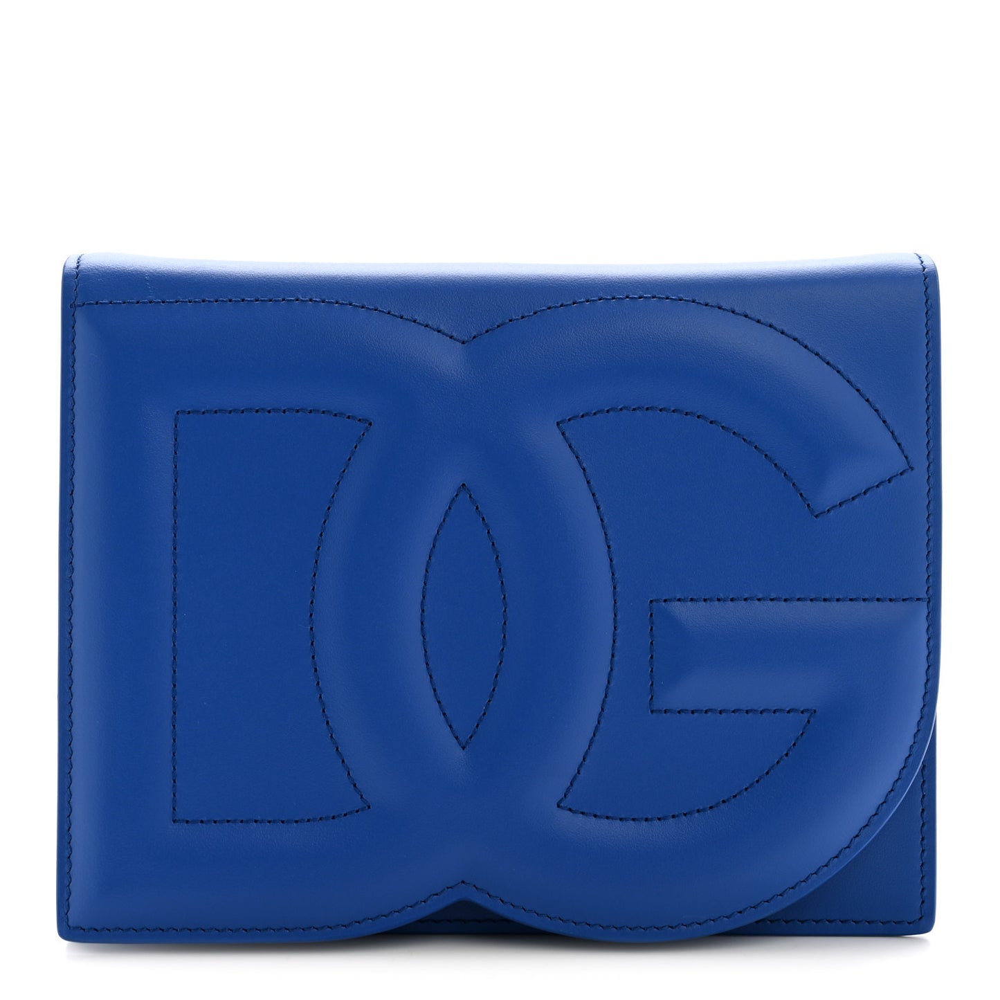 Calfskin DG Logo Flap Clutch Blue
