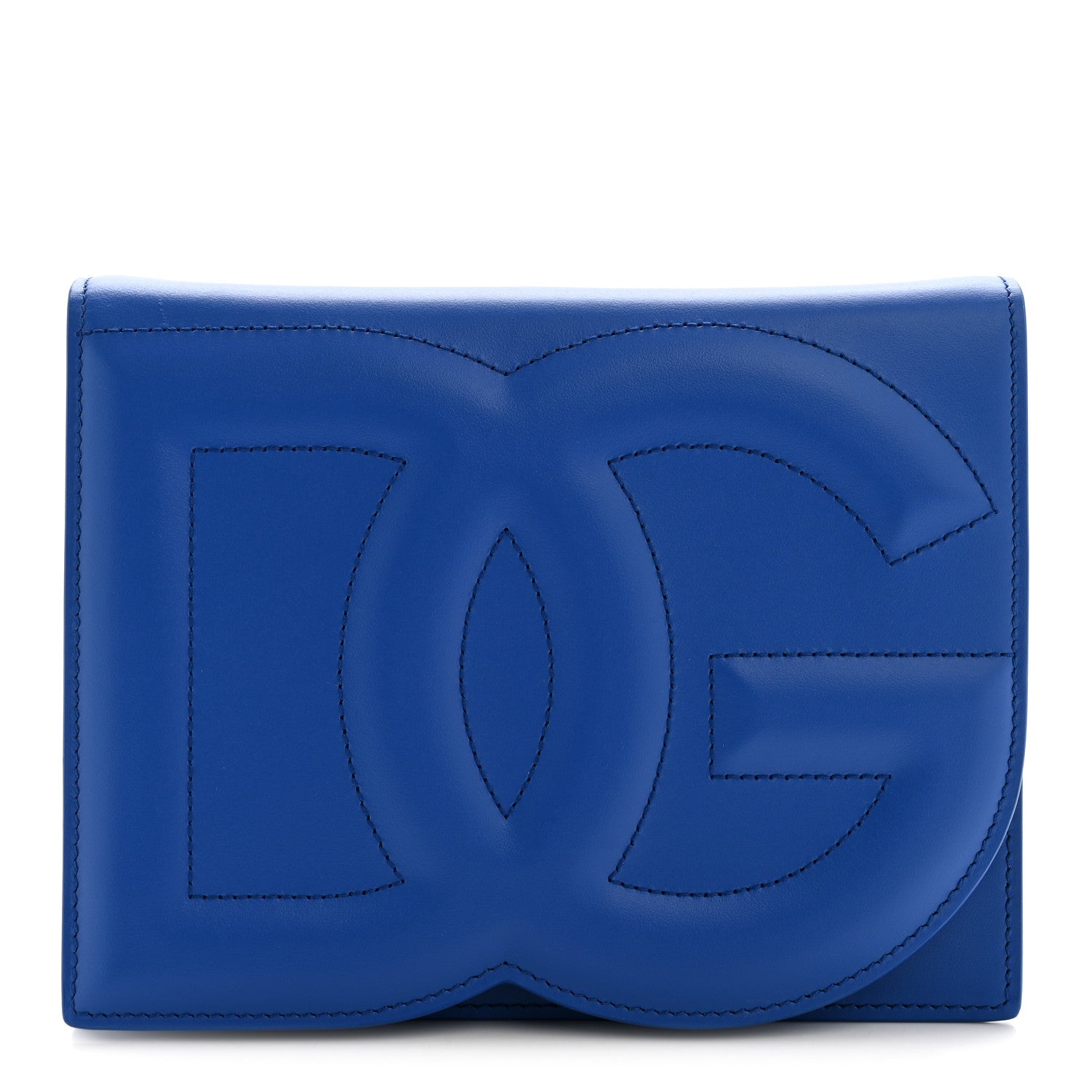 Dolce & Gabbana Calfskin DG Logo Flap Clutch Blue 1 of 11