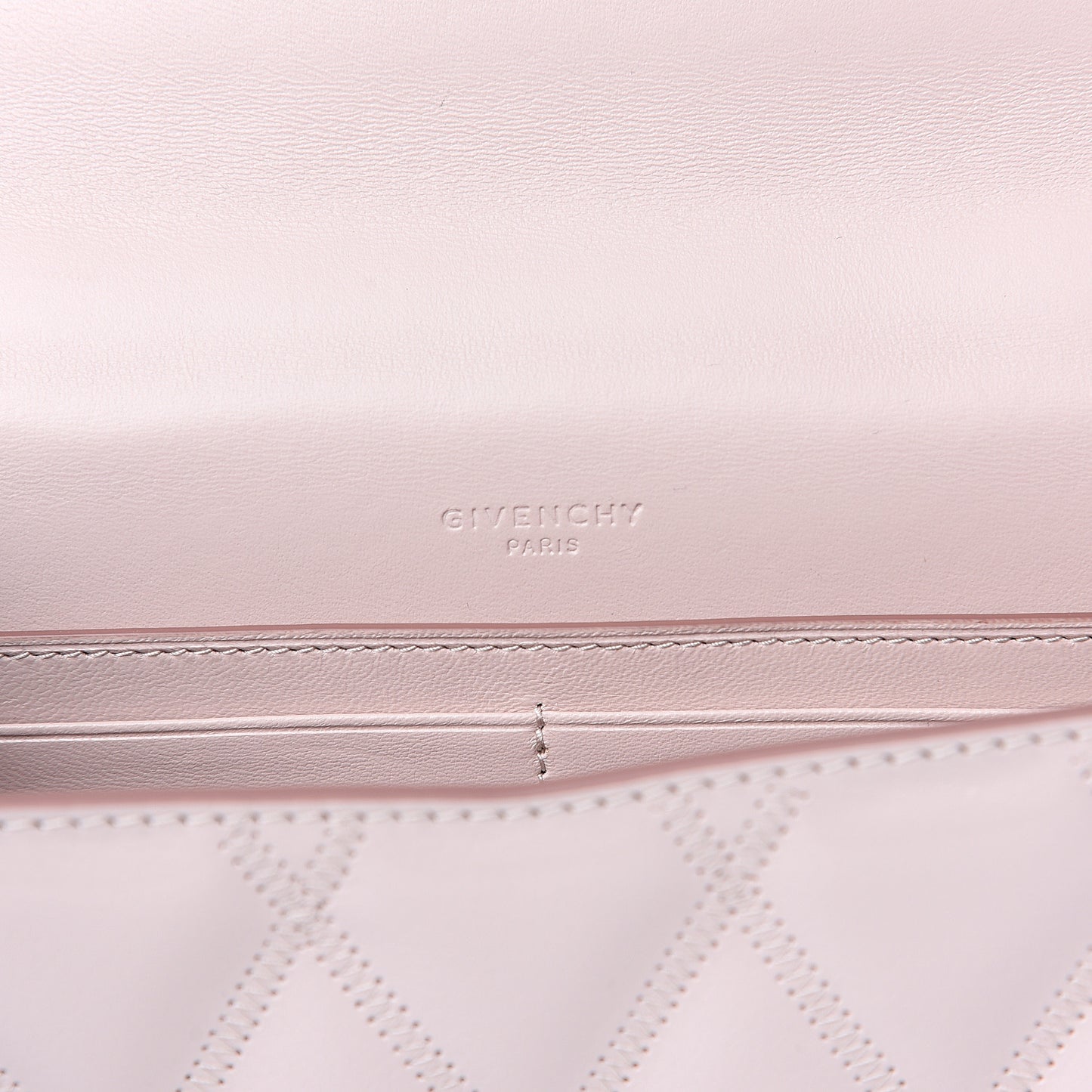 Goatskin Quilted GV3 Strap Wallet Pale Pink