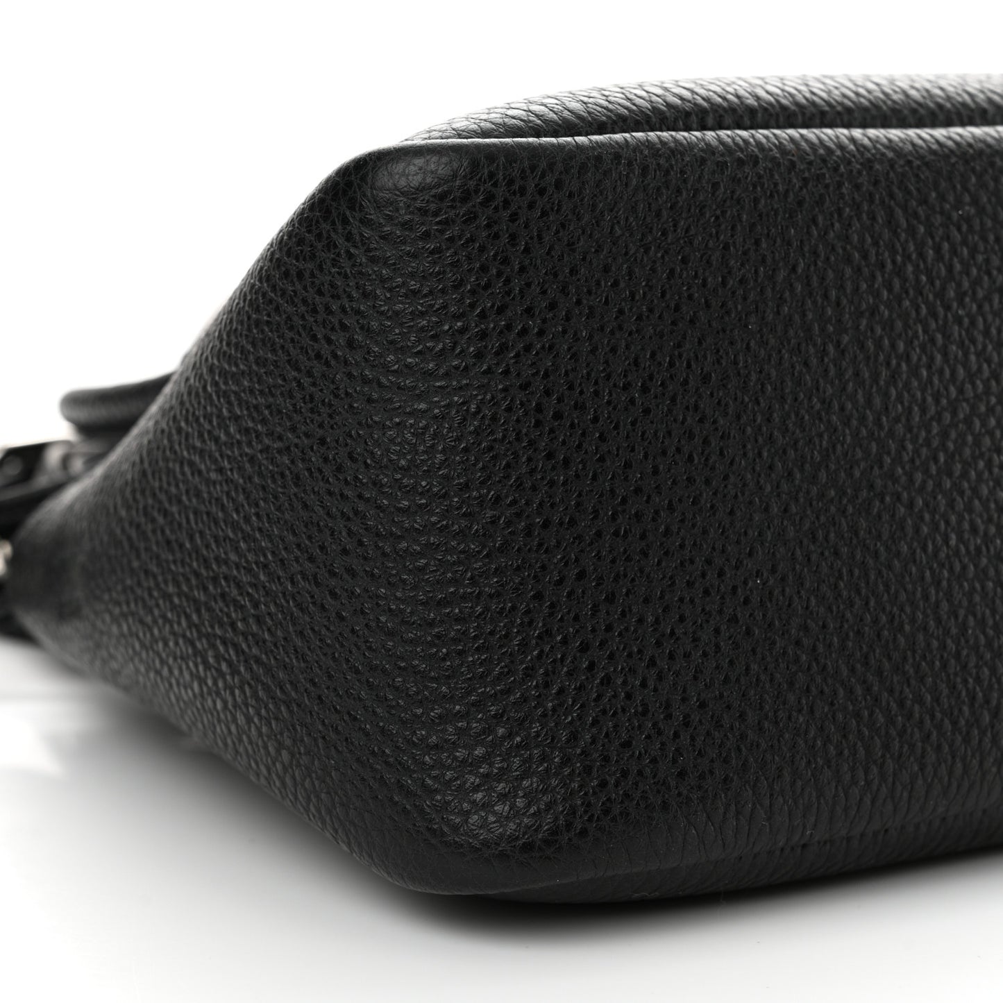 Vitello Daino Soft Mini Zippered Top Handle Bag Black