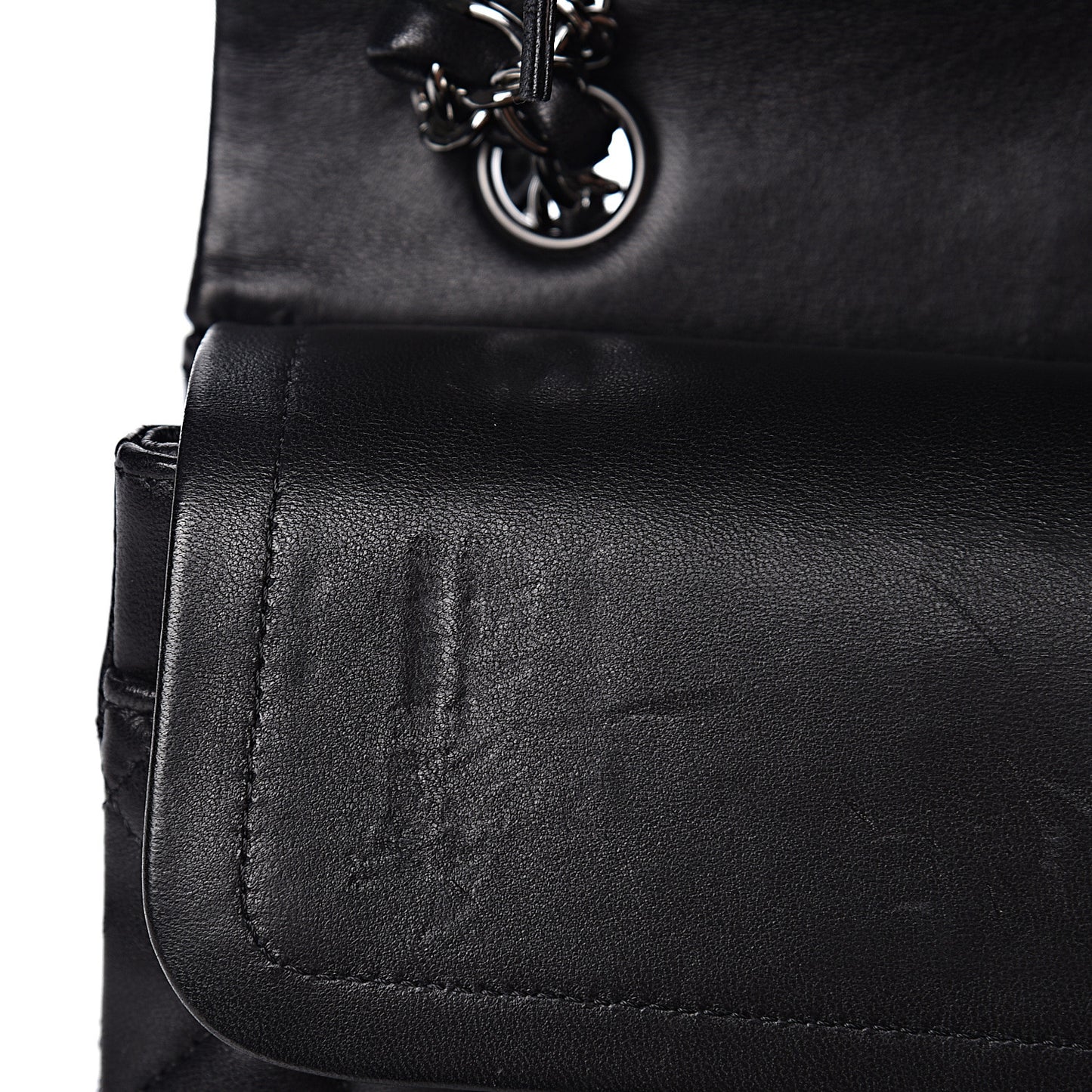 Lambskin Quilted Medium Double Flap Black