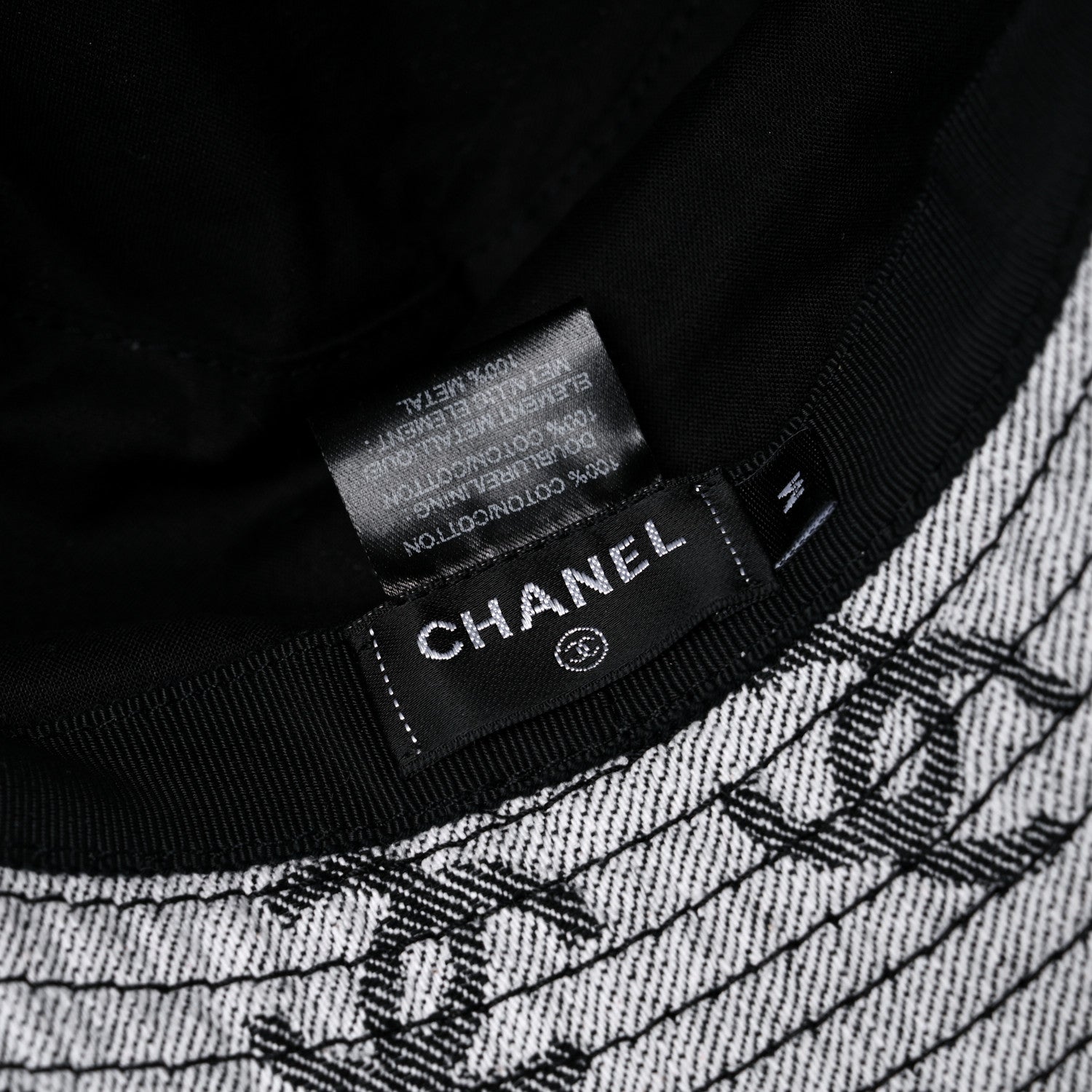 Chanel Denim CC Bucket Hat M White Black 7 of 7