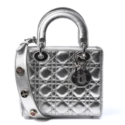 Christian Dior Metallic Grained Calfskin Cannage Small Lucky Badges My Lady Dior Silver 1 of 11