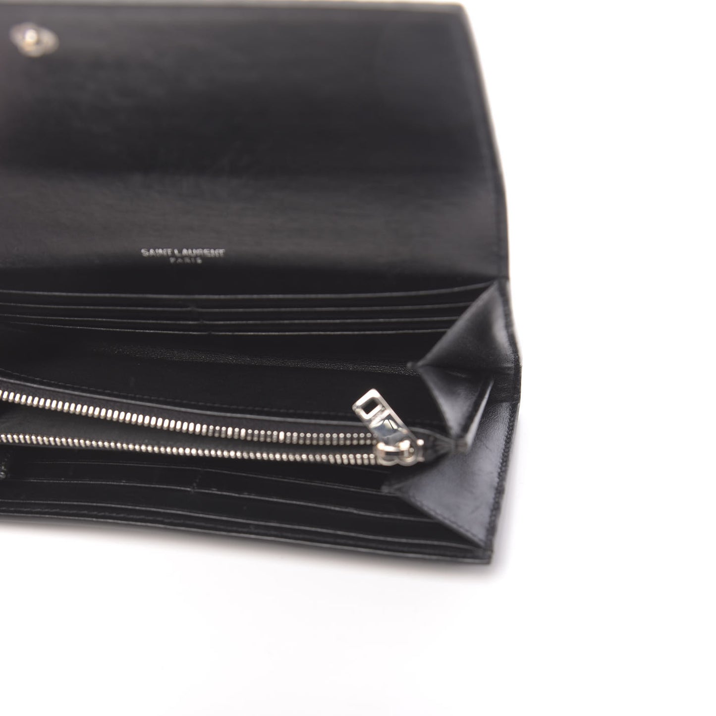 Calfskin Crocodile Embossed Monogram Flap Wallet Black