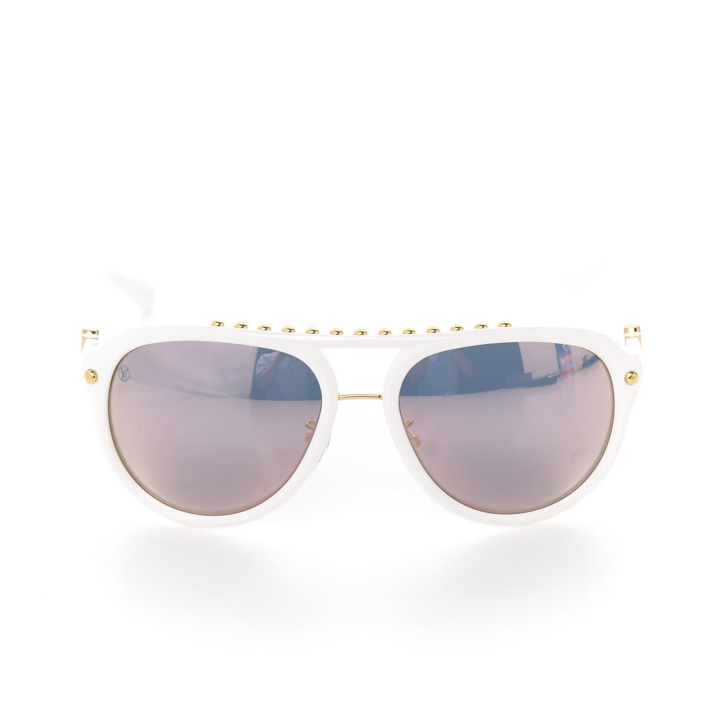 Acetate Aviator Serpico Studded Sunglasses Z2357W White