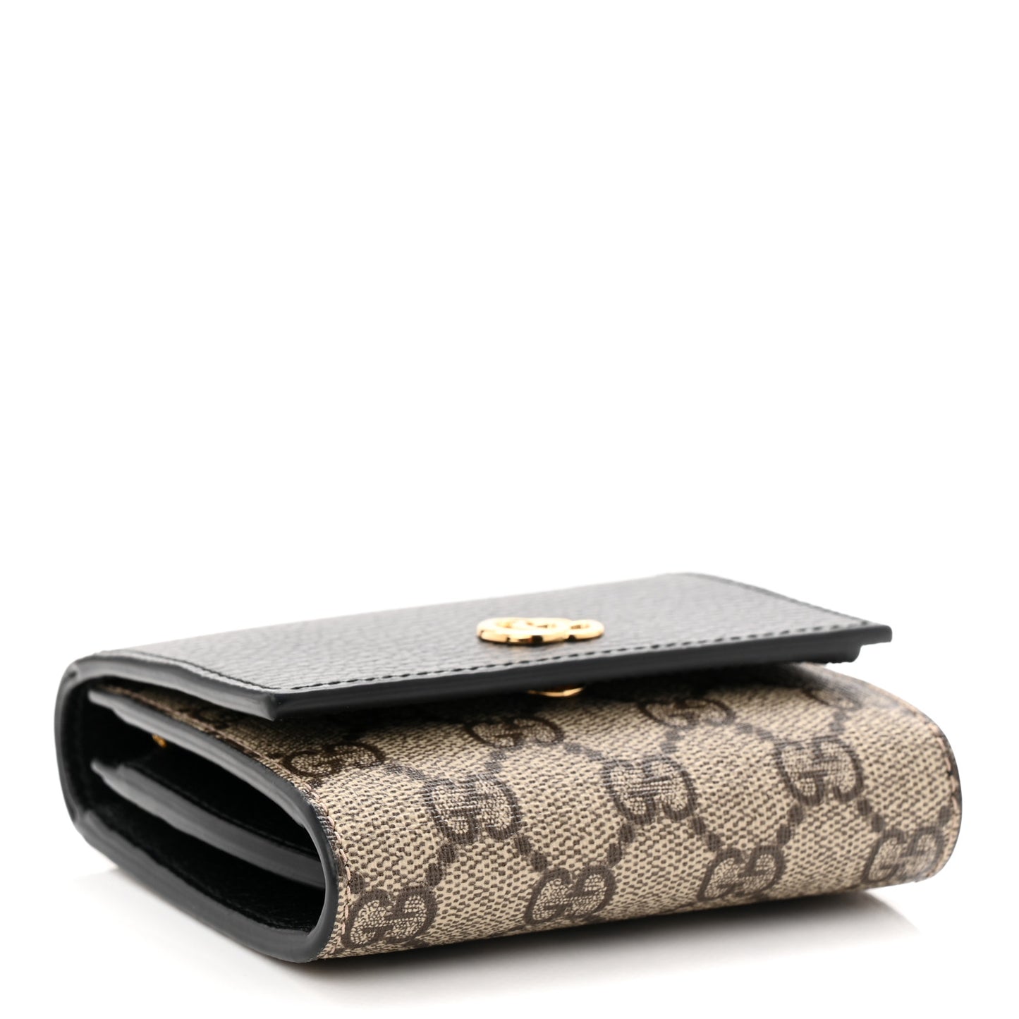 Dollar Calfskin GG Supreme Monogram Medium GG Marmont Wallet Black Beige Ebony