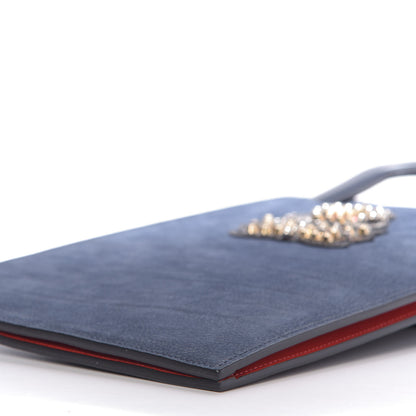 Christian Louboutin Calfskin Ecusson Clutch Bag Navy 7 of 8
