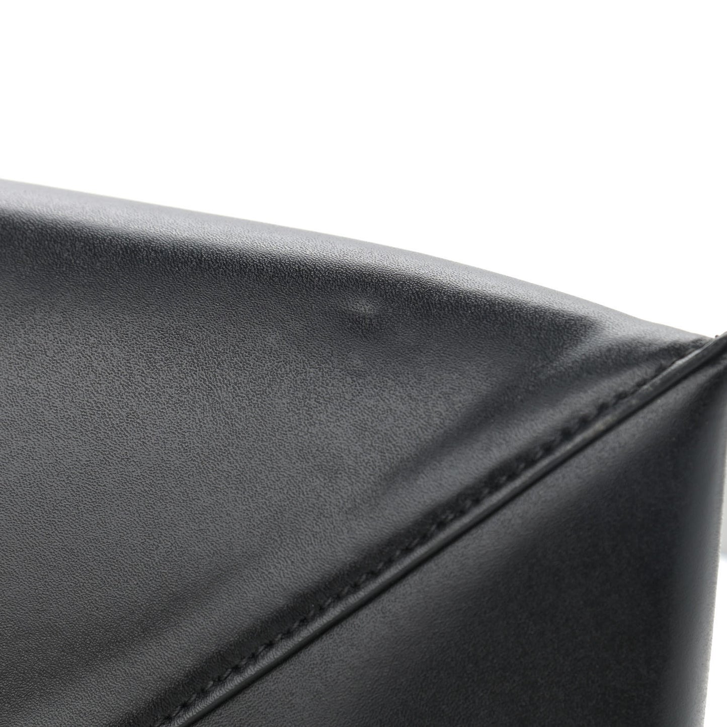 Calfskin Logo Debossed Medium Shopper Tote Black