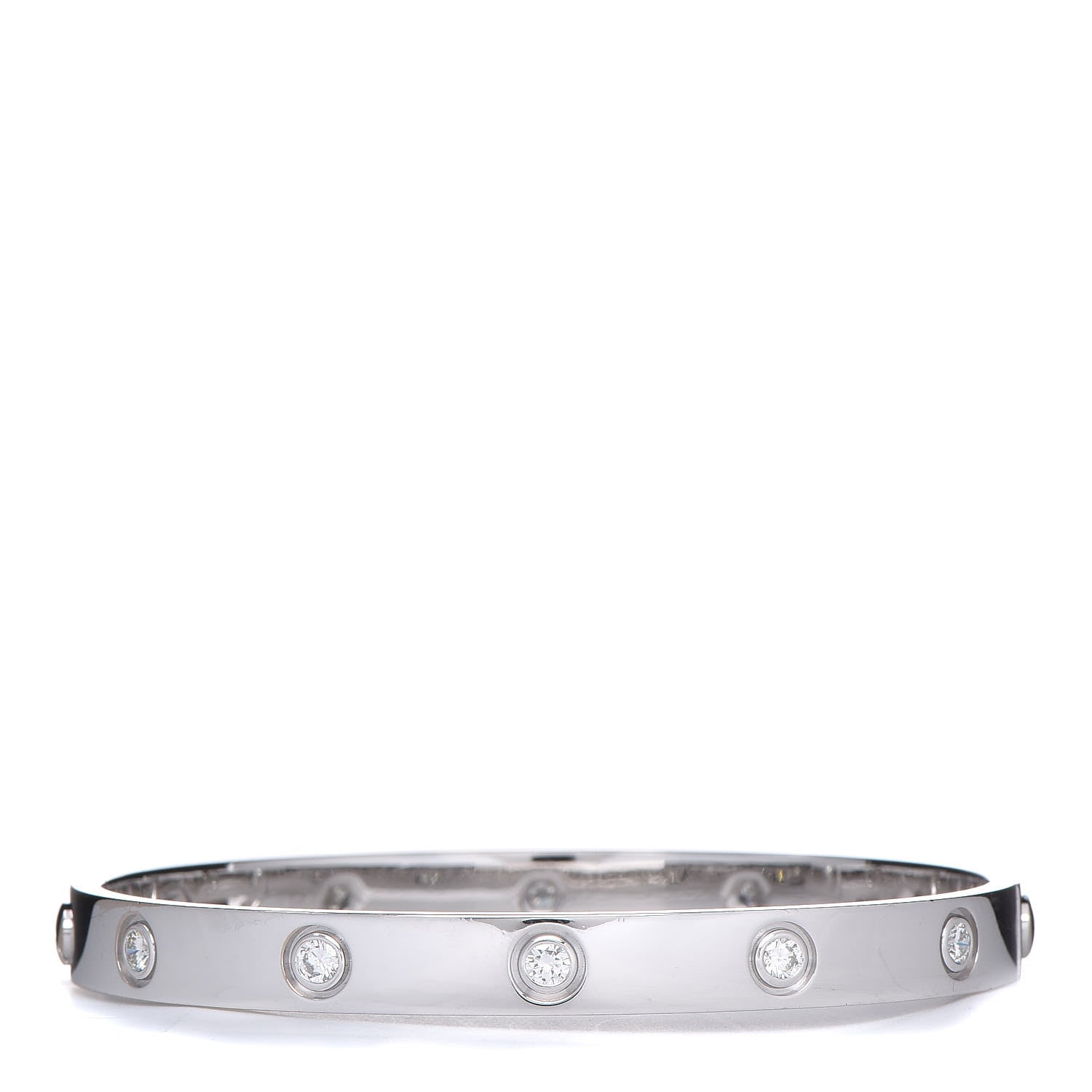 Cartier 18K White Gold 10 Diamond LOVE Bracelet 17 3 of 8