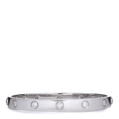 Cartier 18K White Gold 10 Diamond LOVE Bracelet 17 3 of 8