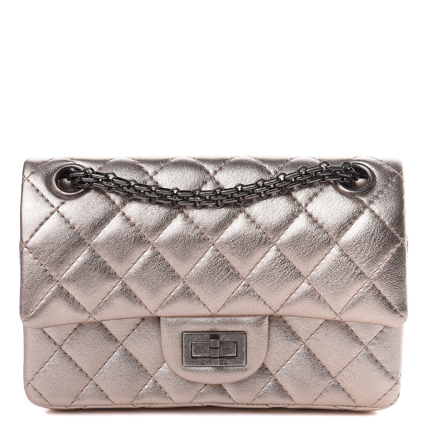 Metallic Calfskin Quilted 2.55 Reissue 224 Flap Light Pink