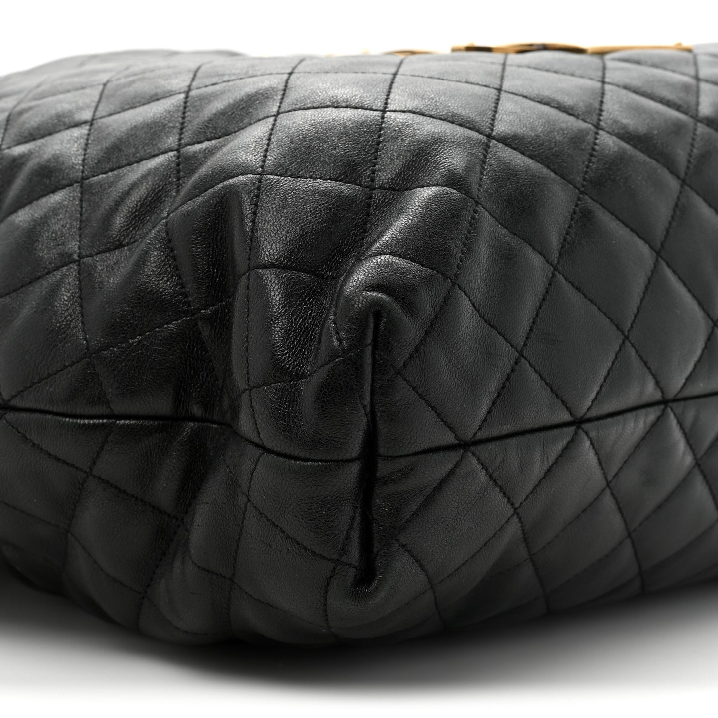Lambskin Quilted Maxi Icare Shopping Tote Black