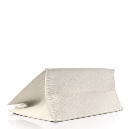 Christian Dior Oblique Calfskin Embossed Medium Book Tote Ivory 4 of 14