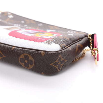 Louis Vuitton Monogram 2019 Christmas Animation Mini Courchevel Pochette Accessories Fuchsia 8 of 9
